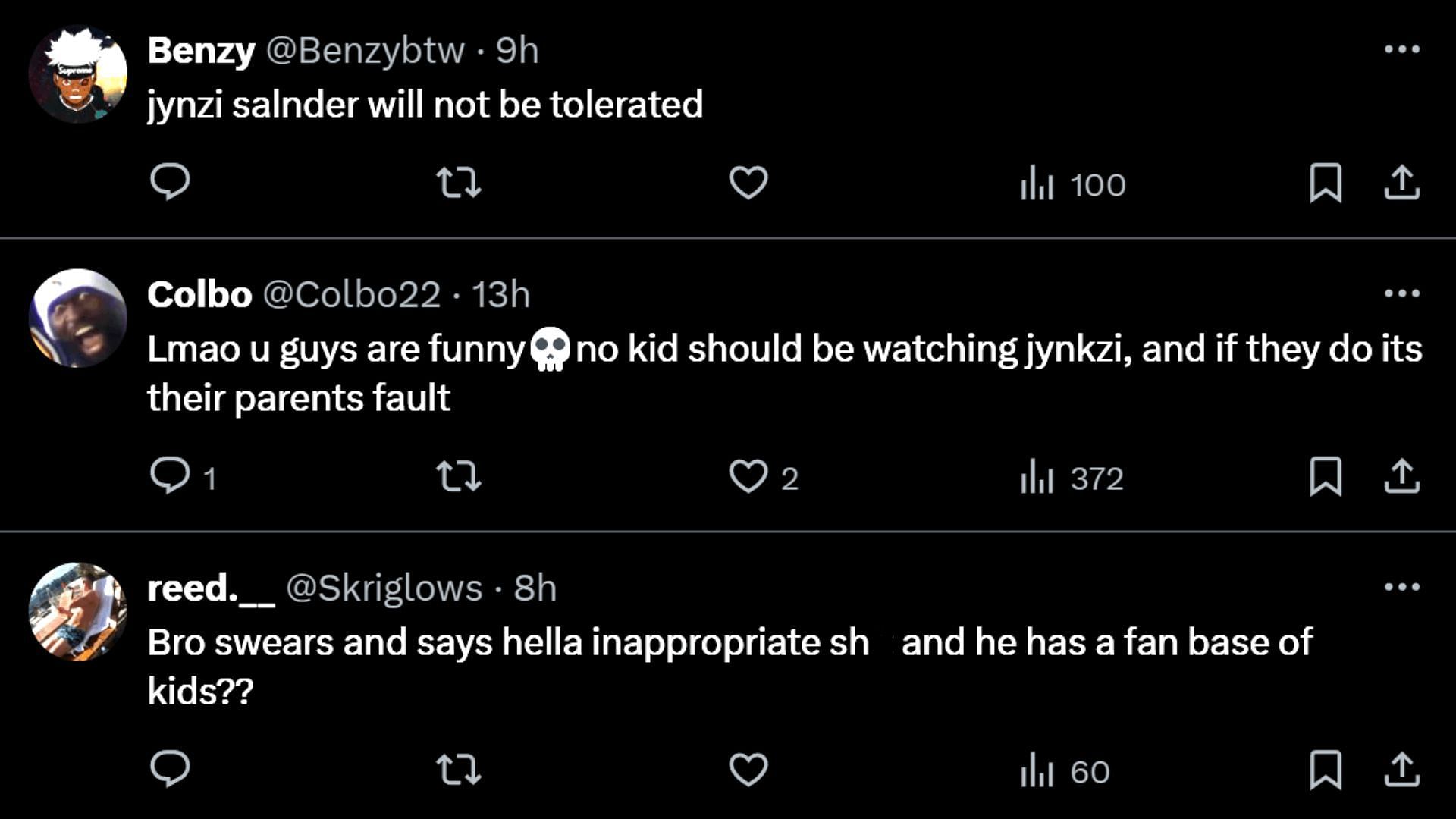 Fans give their opinions on Jynxzi&#039;s content (Image via DramaAlert/X)