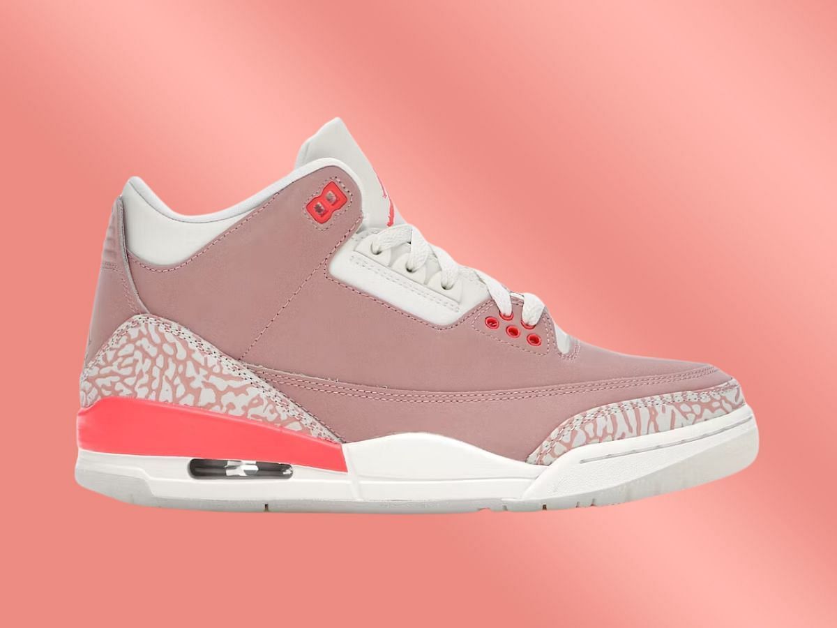 The Air Jordan 3 Retro Rust pink sneakers (Image via StockX)