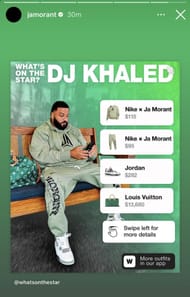Ja Morant gives props to producer DJ Khaled rocking with the Nike x Ja Morant tracksuit.