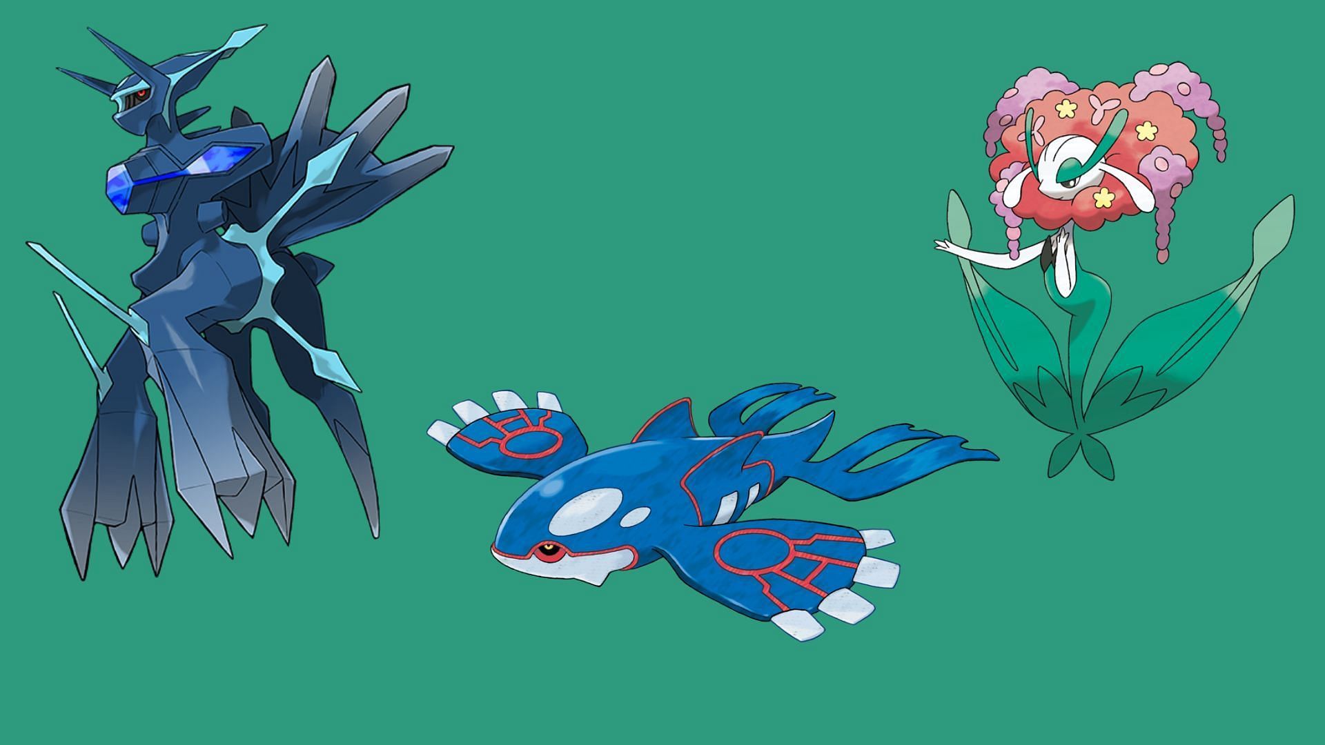 Origin Forme Dialga, Kyogre, and Flogres (Image via TPC)