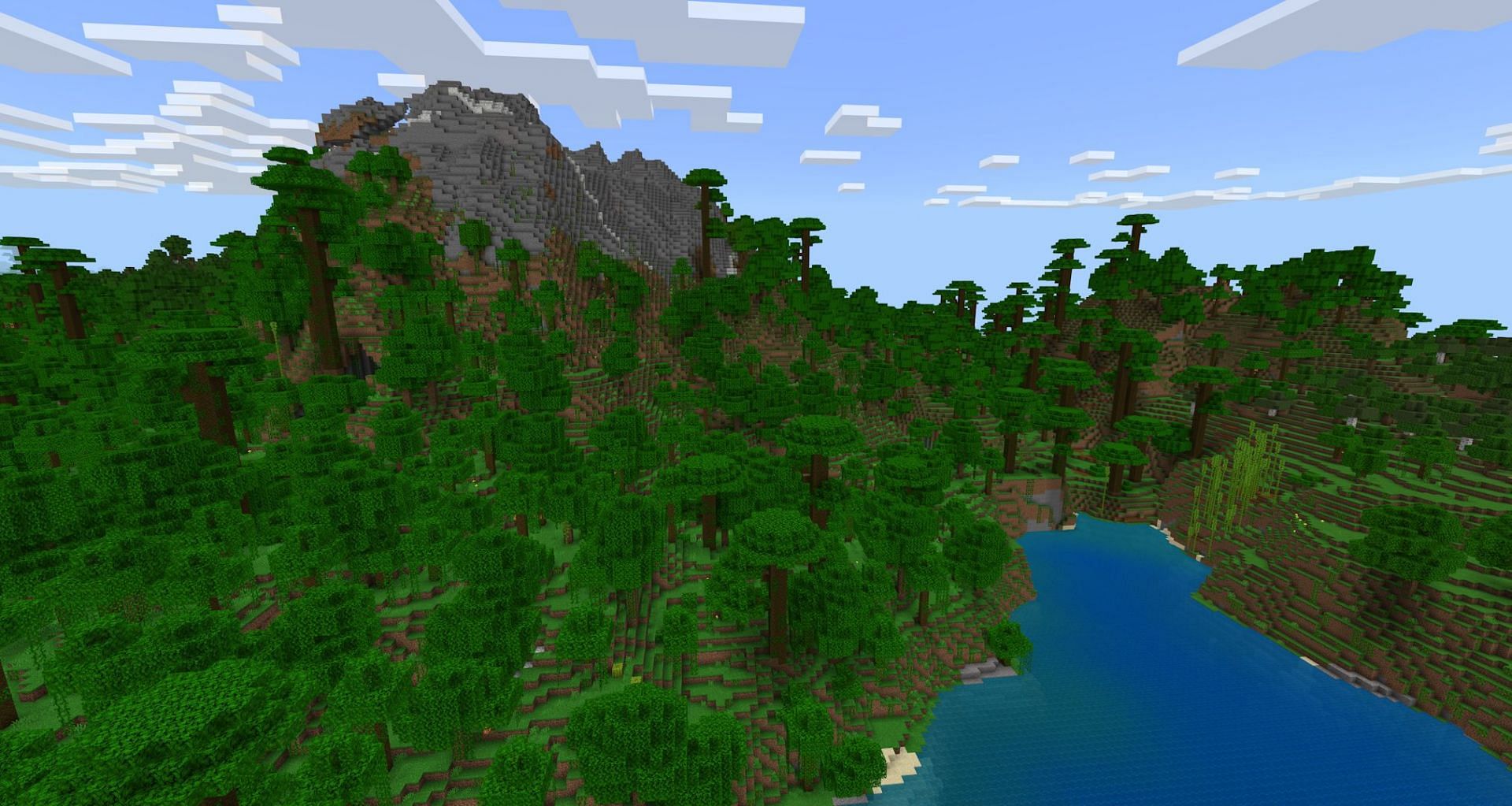 The view from spawn on this incredible seed (Image via Mojang)