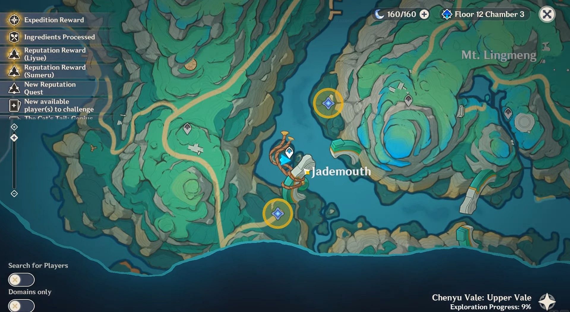 Jade Mouth waypoint near the stone shrines in Genshin Impact (Image via HoYoverse)