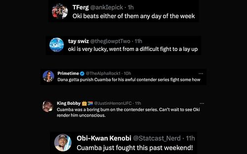 Fans react to Cuamba's UFC debut.