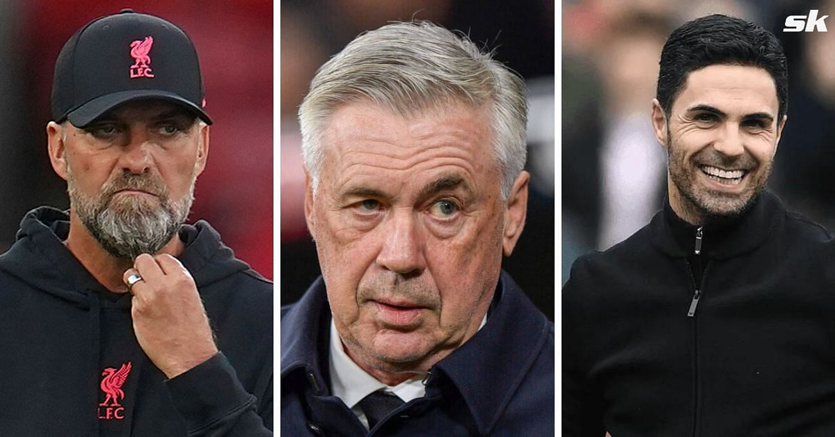 Liverpool boss Jurgen Klopp, Real Madrid manager Carlo Ancelotti and Arsenal tactician Mikel Arteta (from left to right)