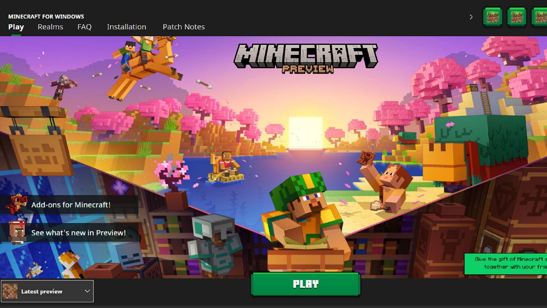 Accessing the latest previews on Windows can require different steps (Image via Mojang)