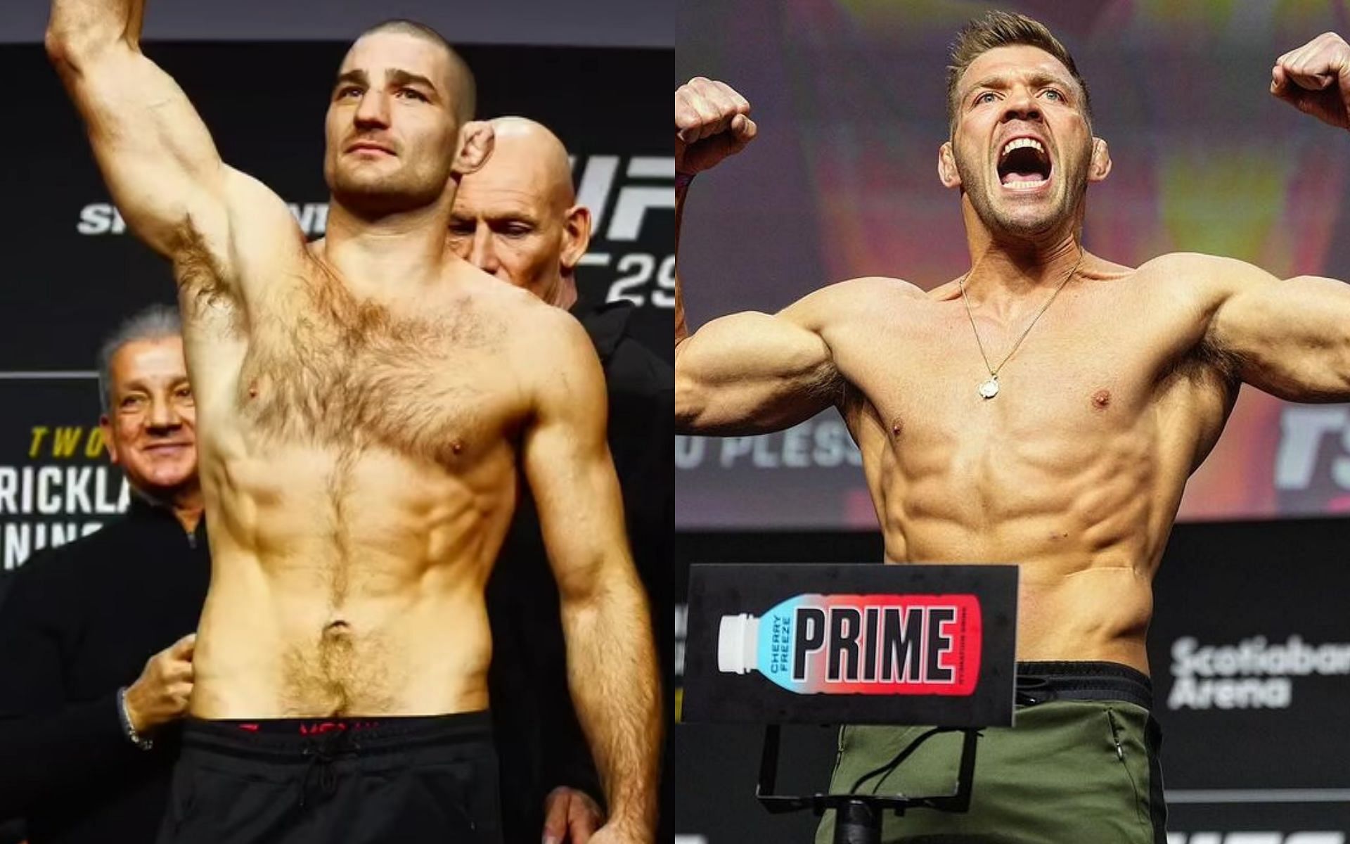 Sean Strickland (left) sets middleweight record against Dricus du Plessis (right) [Images via @stricklandmma and @dricusduplessis on Instagram]