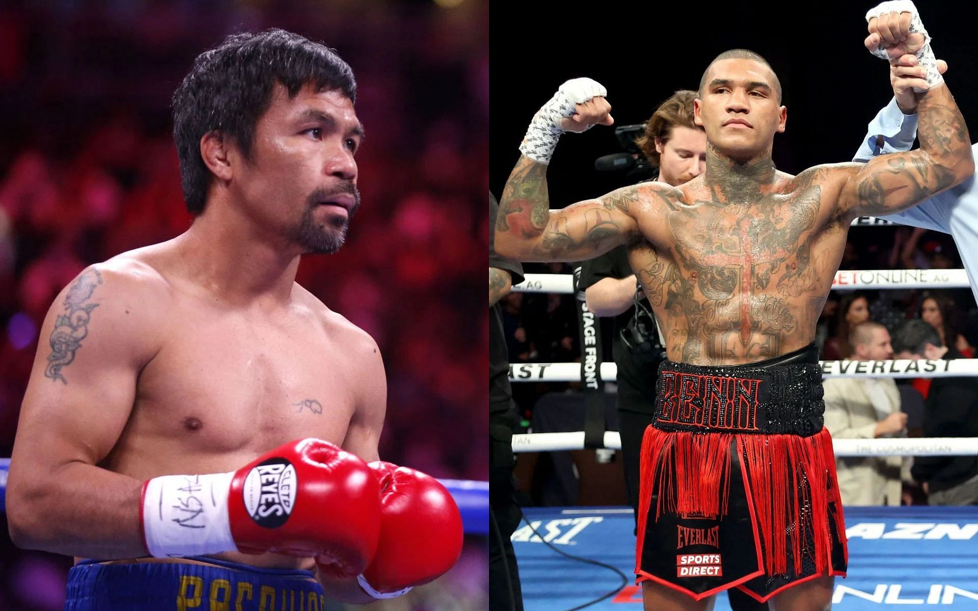 Manny Pacquiao (left) has indicated he would like to face Conor Benn (right) upon return to boxing, says Benn