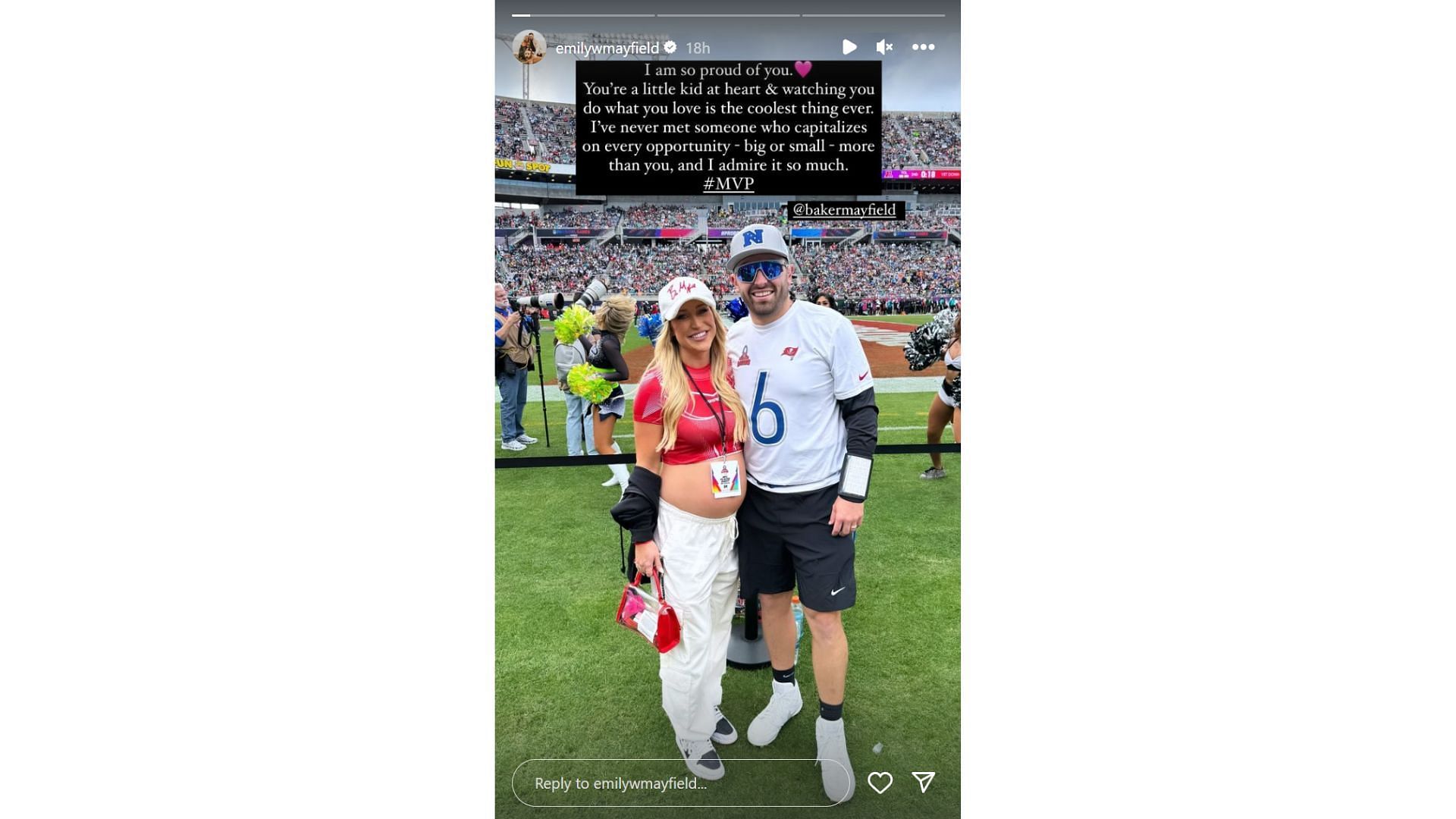 Baker Mayfield&#039;s wife Emily shares Pro Bowl snap on Instagram (Credit: @emilywmayfield)