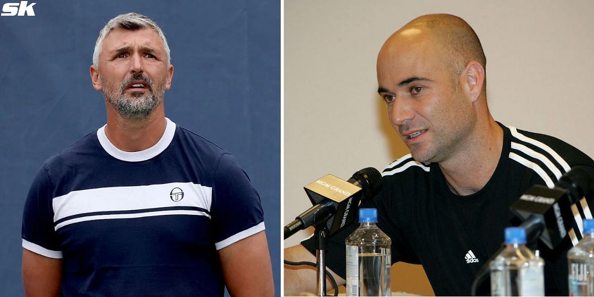 Goran Ivanisevic (L) and Andre Agassi (R)