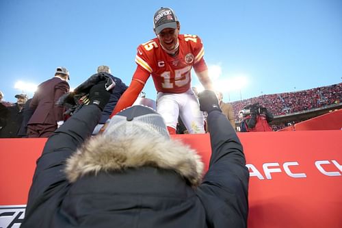 Patrick Mahomes celebrating with his dad