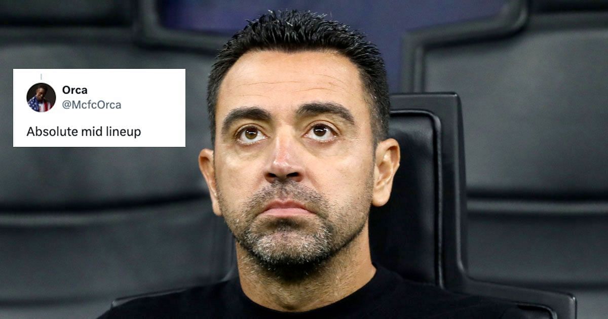 Barcelona manager Xavier Hernandez looks on.