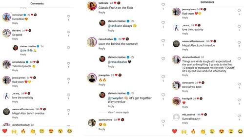 Steiner Creative's Instagram post's fan reactions