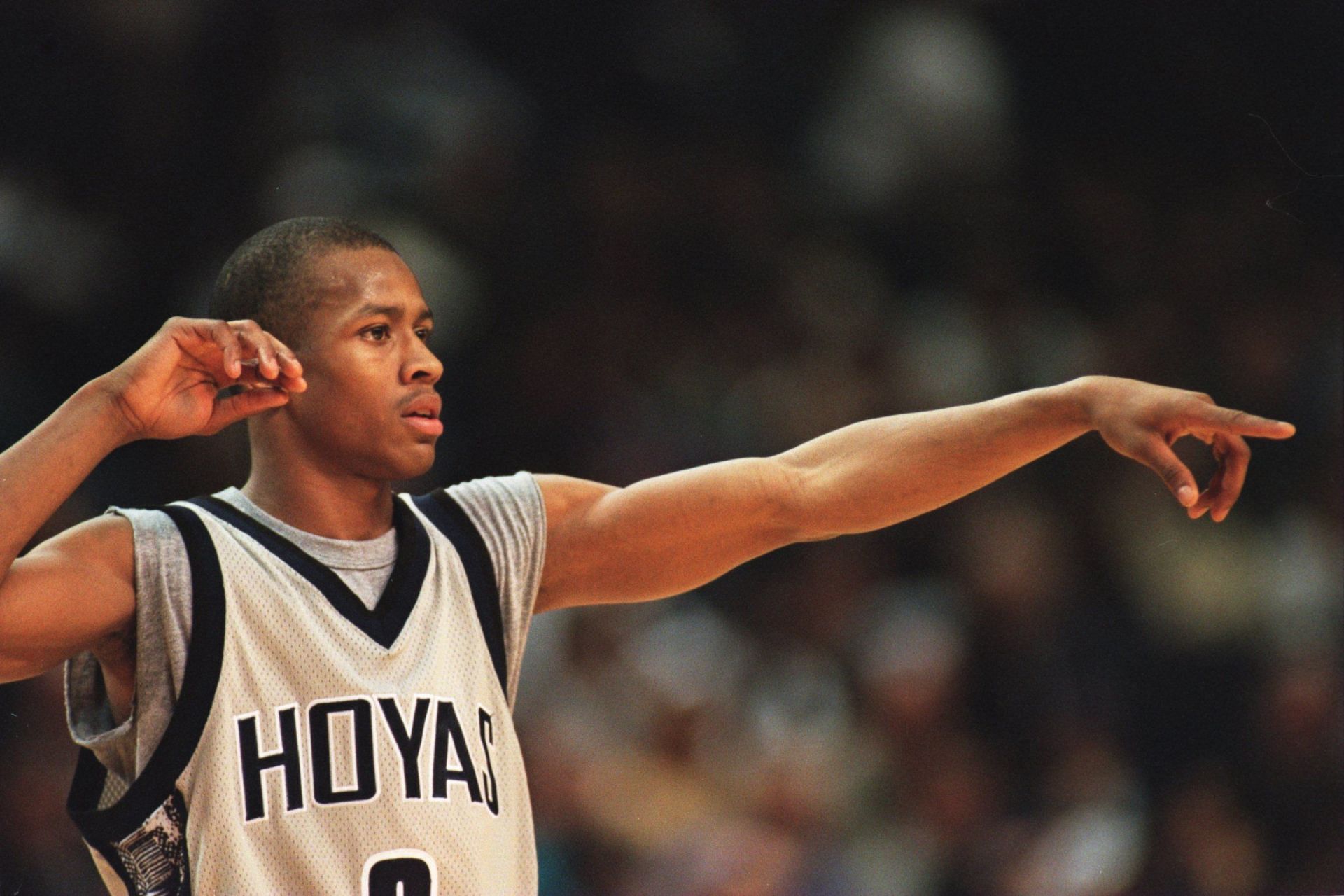 24 Jan 1995: ALLEN IVERSON OF GEORGETOWN ON COURT DURING THE 88-71 WIN OVER ST. JOHN&#039;&#039;S IN THE BIG-EAST CONFERENCE GAME