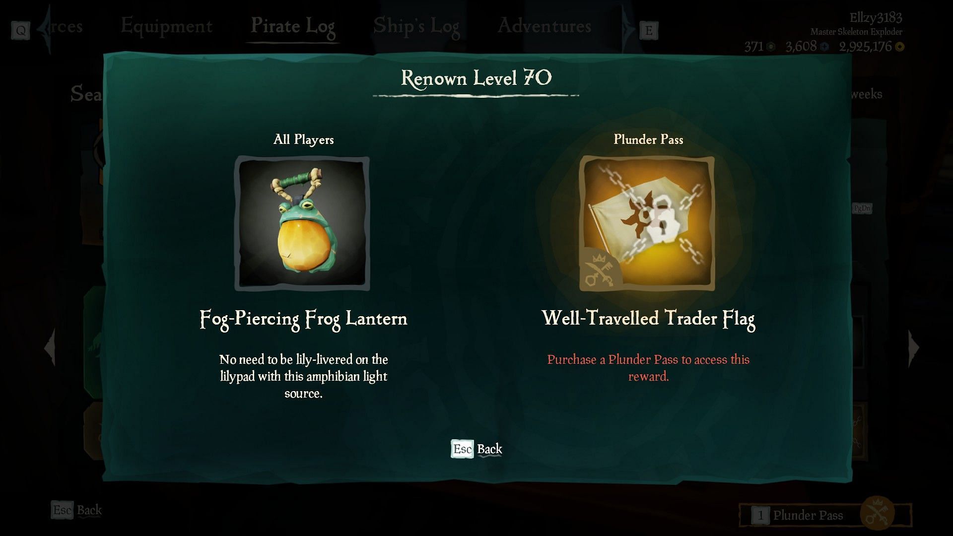 The Frog Lantern is available at level 70 as a free reward. (Image via Rare)