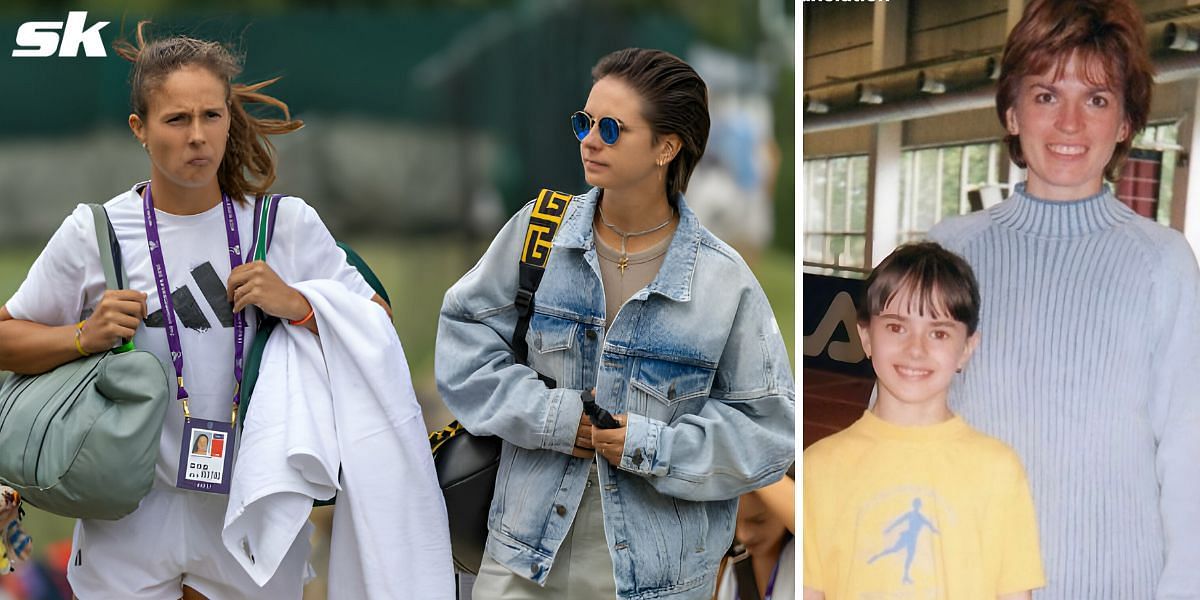 Daria Kasatkina and girlfriend Natalia Zabiiako (L), Zabiiako  with her childhood coach Anna Levandi (R)