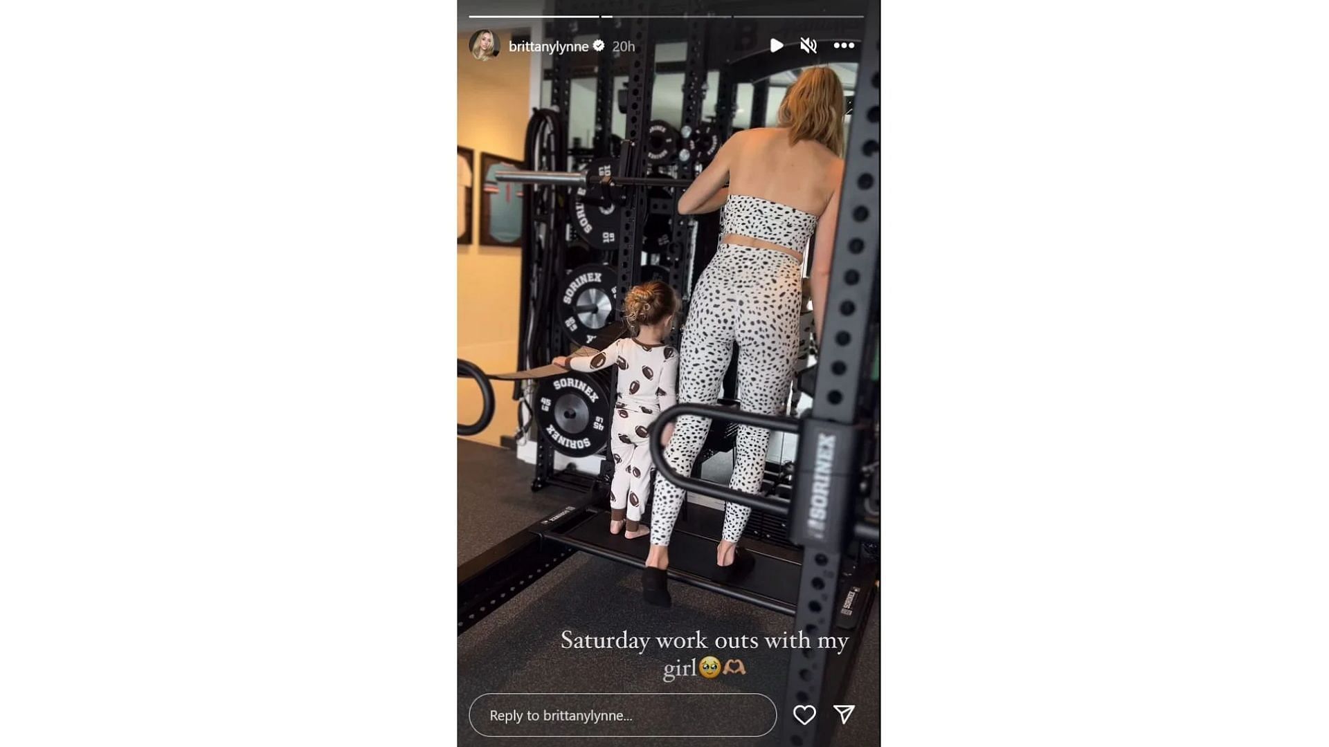 Brittany Mahomes and Patrick Mahomes&#039; daughter Sterling exercise together (Credit: @brittanylynne IG)