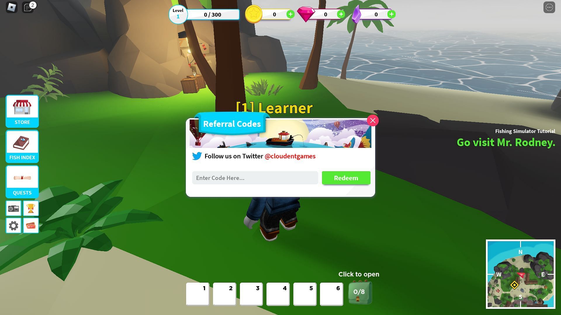 Code box in Fishing Simulator (Image via Roblox)