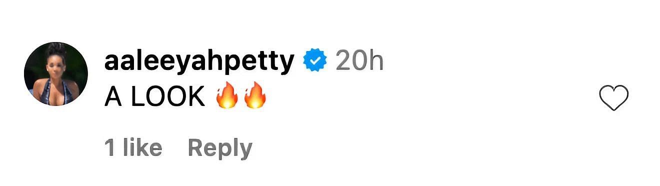Aaleeyah Petty put a praising comment for McKenzie
