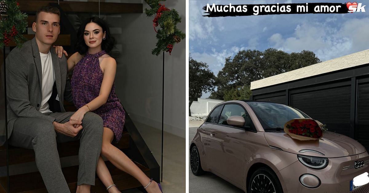 Andriy Lunin&rsquo;s wife Anastasiia reacts as Real Madrid star gifts her a car for Valentine&rsquo;s Day