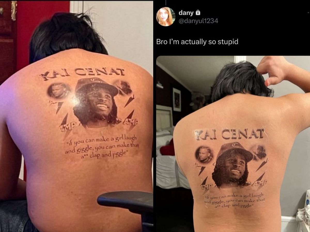 Stranger gets viral back tattoo featuring Kai Cenat, Fanum and Duke Dennis (Image via X)