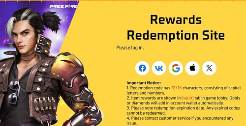 Use one of the six platforms on the home page to sign in (Image via Garena)