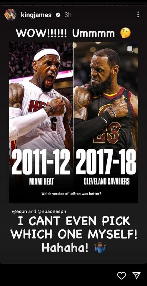 LeBron James on his IG story