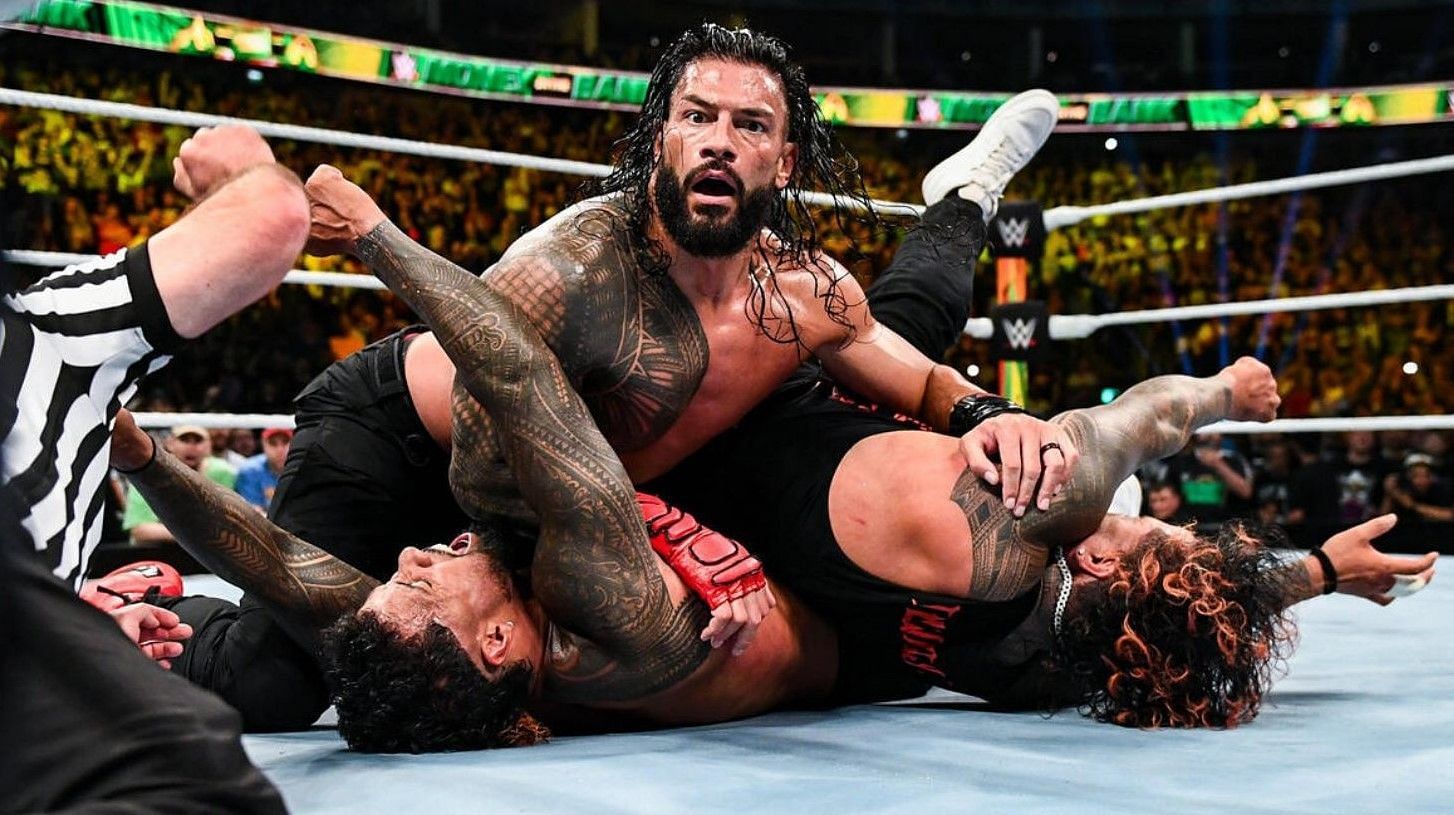 Roman Reigns and The Usos at Money in the Bank last year (Pic Credit: wwe.com)