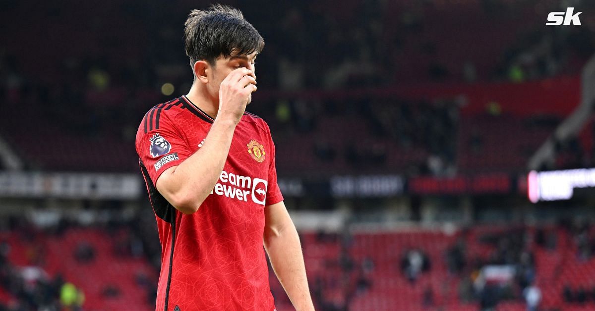 Harry Maguire reacts to Manchester United