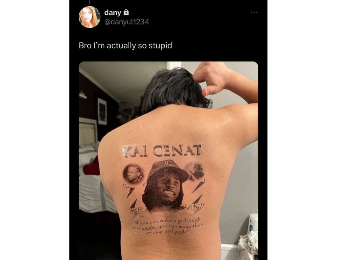 X user showcases his strange back tattoo (Image via X)