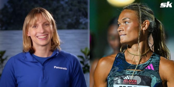 Katie Ledecky reacts to Anna Hall's cross-training video