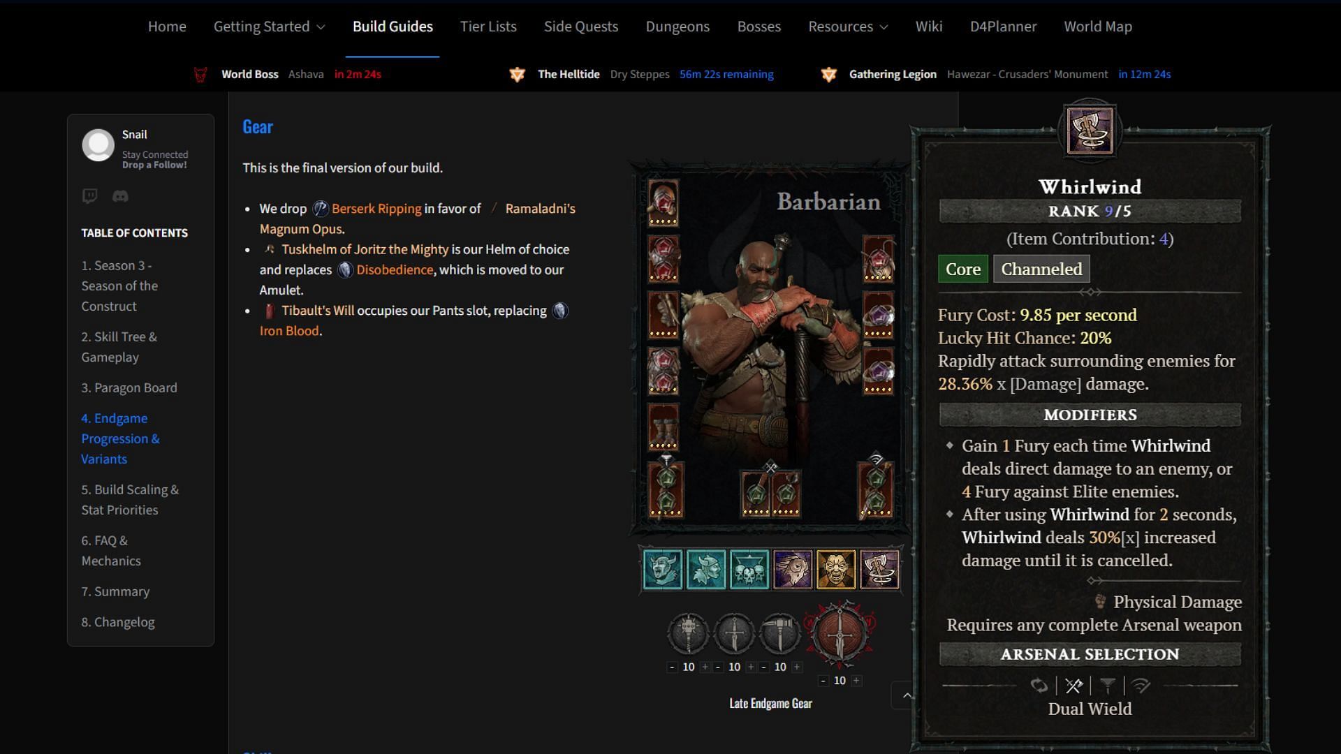 Diablo 4 Whirlwind Barbarian end-game build (Image via Blizzard Entertainment)
