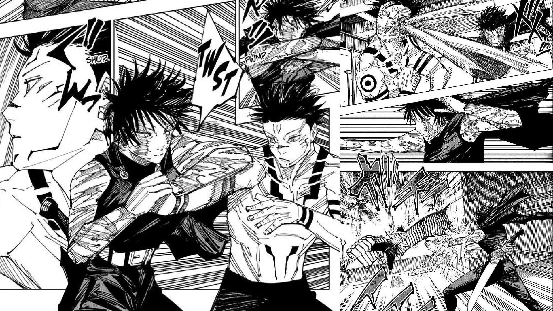Maki fighting Sukuna in Jujutsu Kaisen chapter 215 (Image via Akutami Gege/Shueisha)