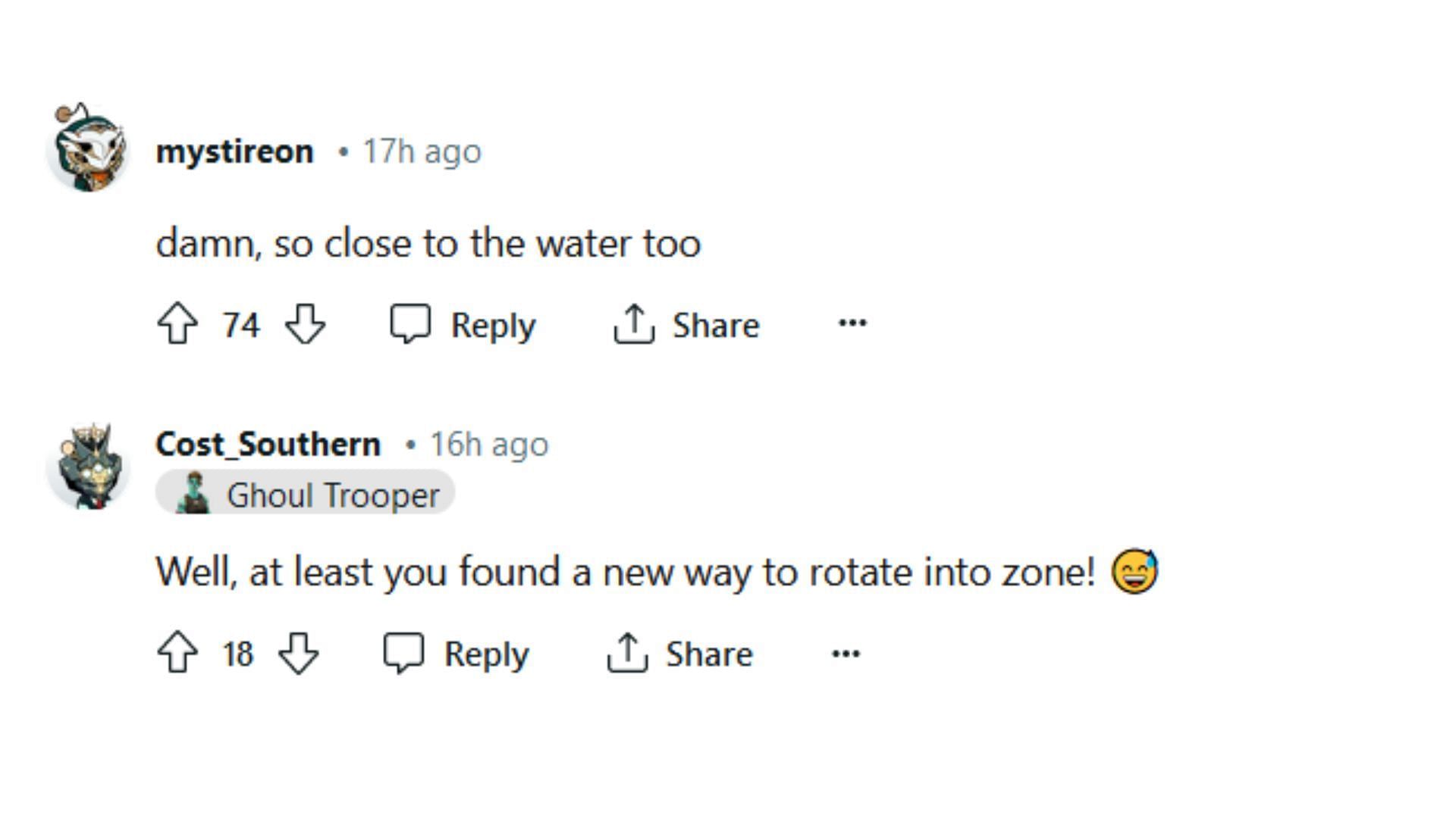 The user found a new way to rotate into the zone (Image via Reddit/FortNiteBR)