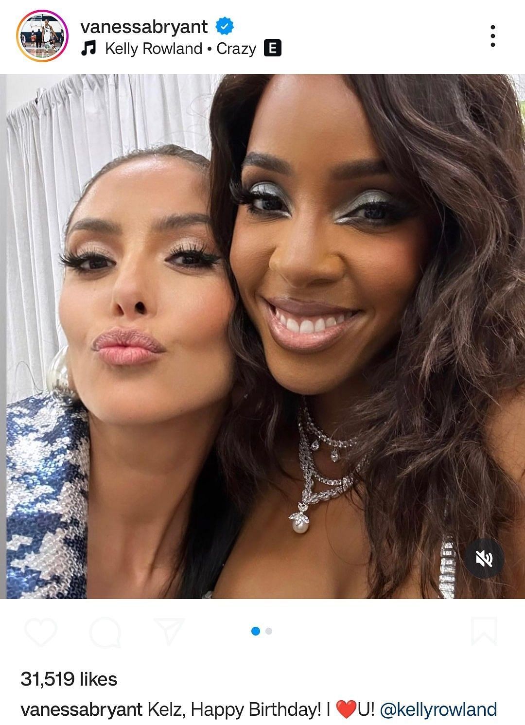 Vanessa Bryant showering love for her bestie Kelly Rowland via Instagram post