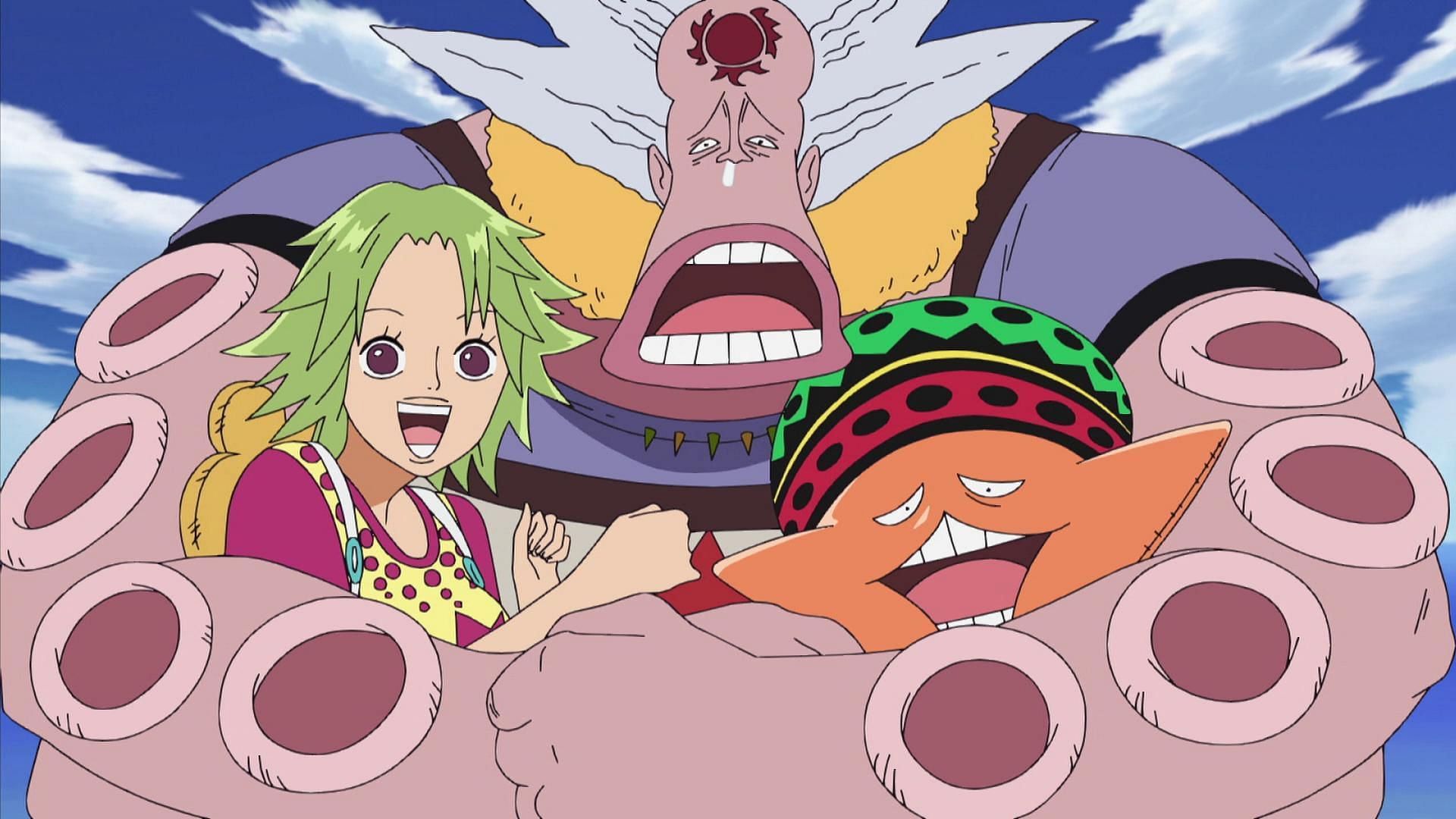 Hatchan, Camie, and Pappag as seen in One Piece (Image via Toei Animation)