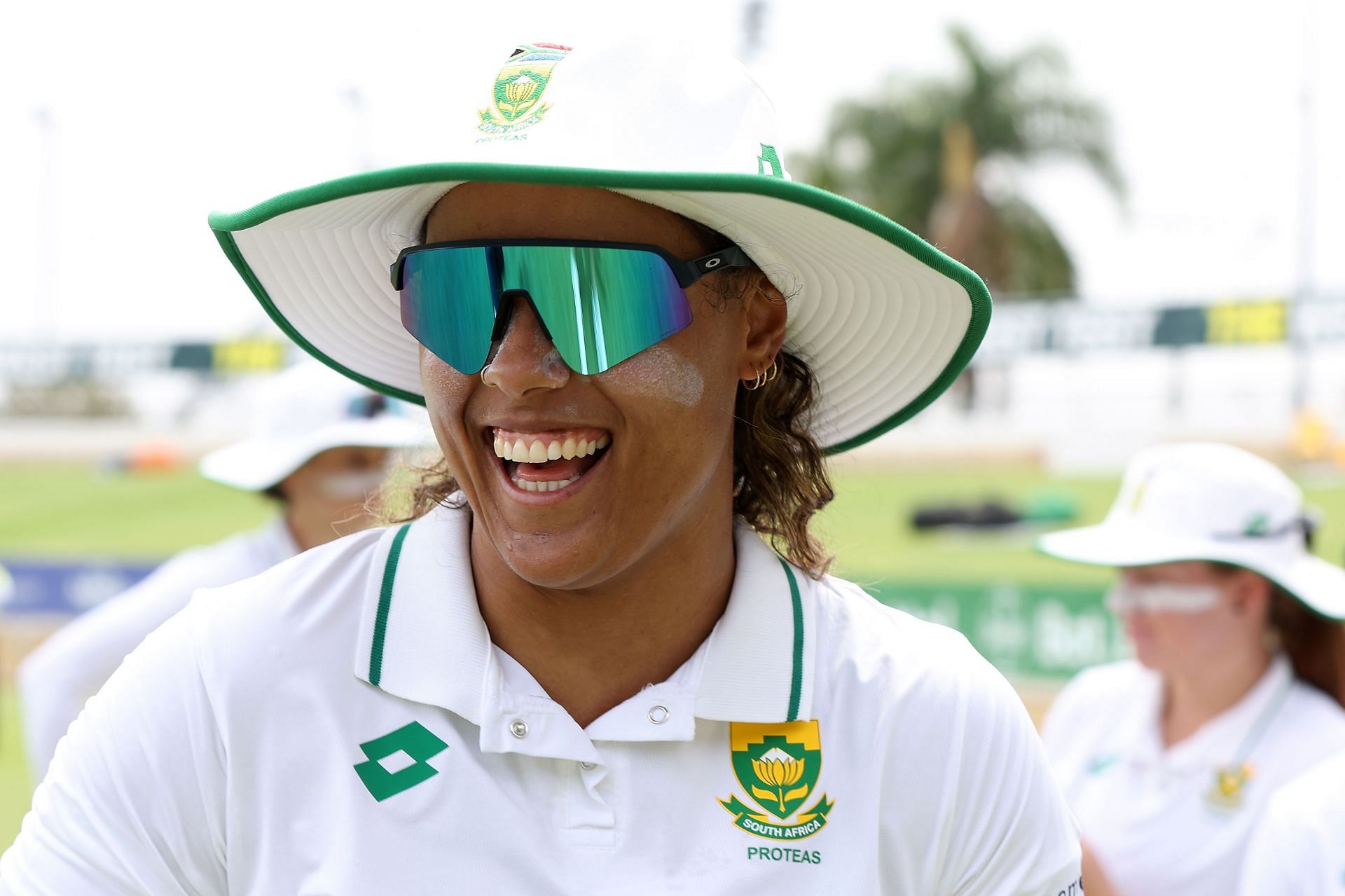Chloe Tryon laughs: Australia v South Africa - Women&#039;s Test Match: Day 2