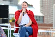 Maria Sharapova speaking at an event in 2022