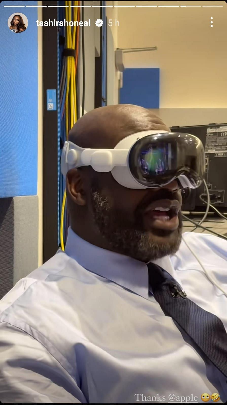 Shaquille O&#039;Neal tries Apple Vision Pro - Taahirah O&#039;Neal&#039;s Instagram Story