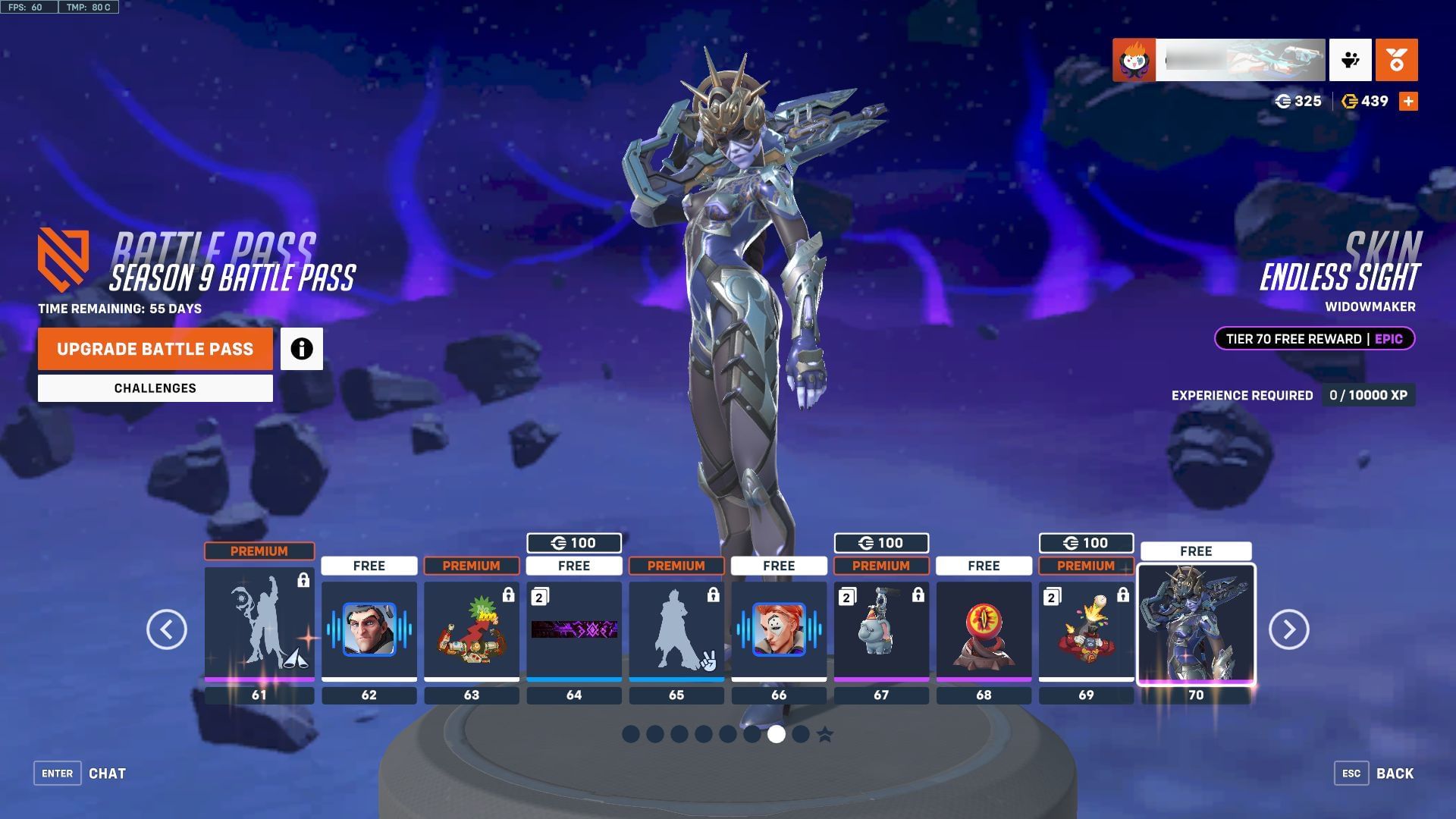 Overwatch 2 Season 9 Battle Pass Tiers 61-70 (Image via Blizzard Entertainment)