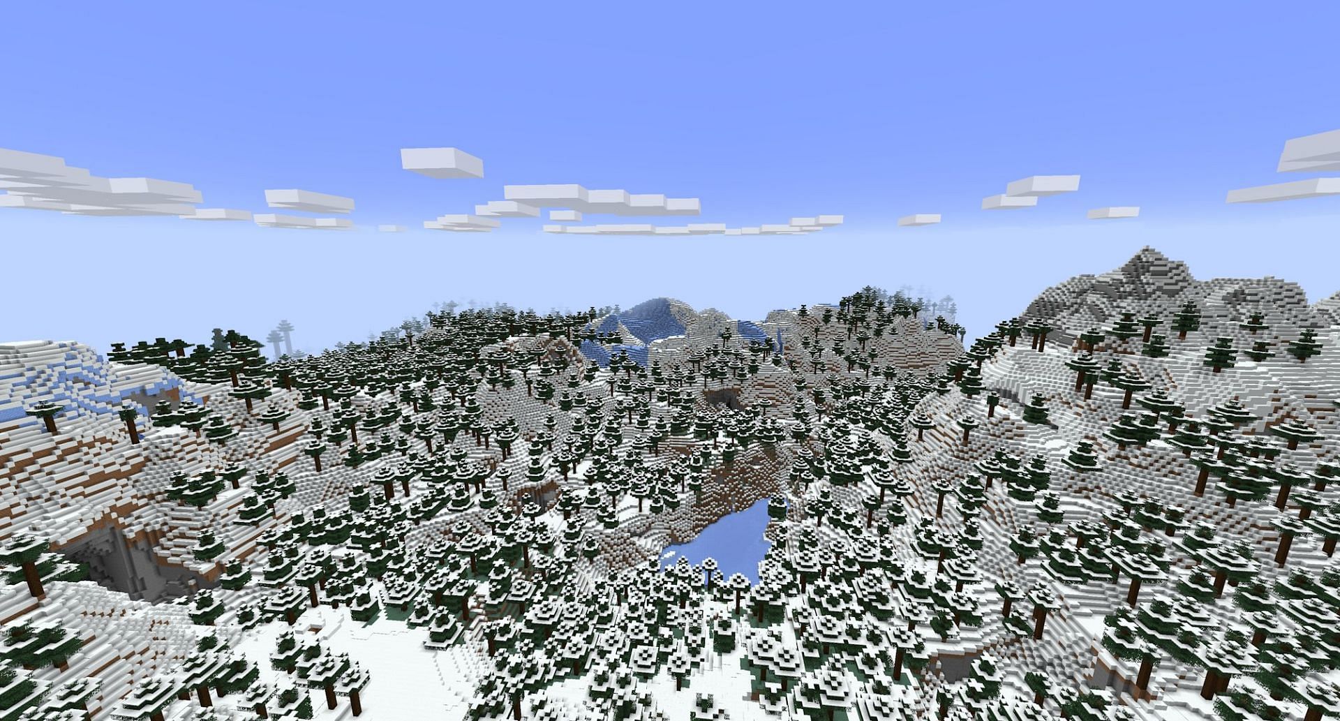 The large mountain range found at spawn. (Image via Mojang)