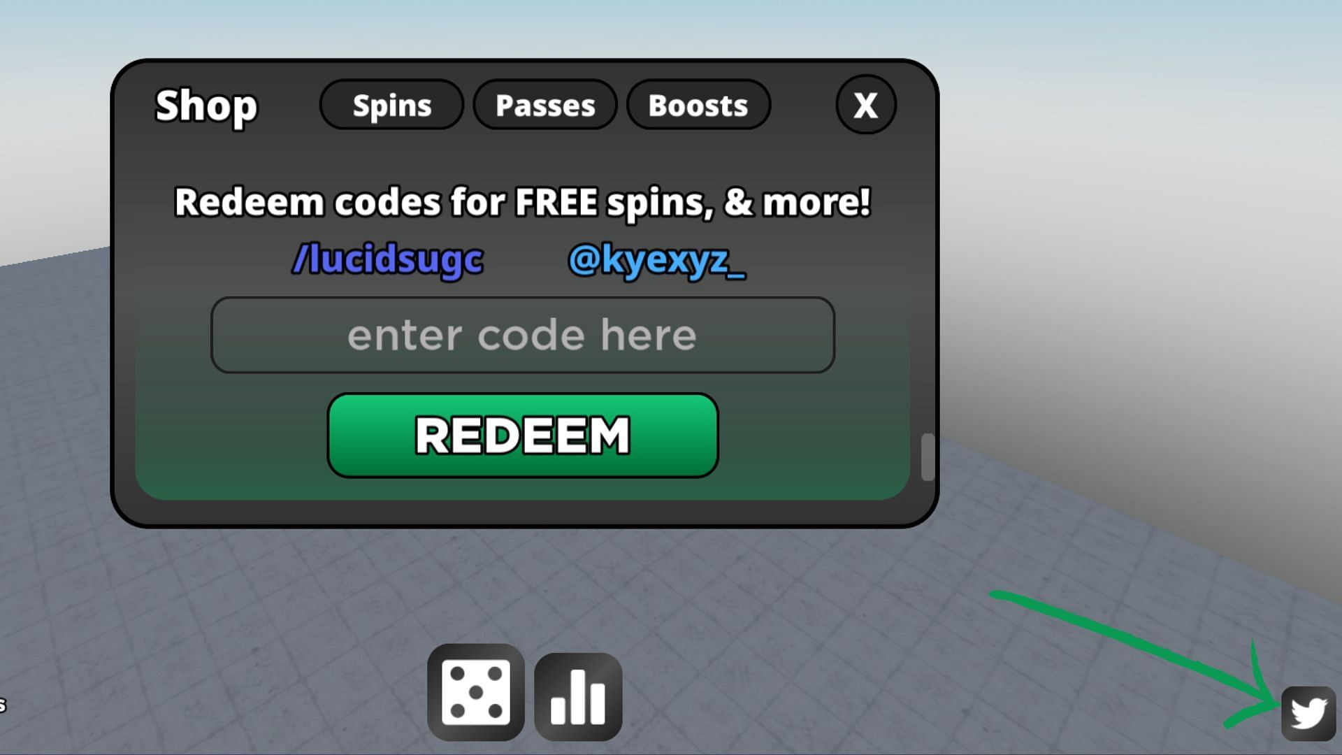 Code box in Spin 4 Free UGC (Roblox || Sportskeeda)