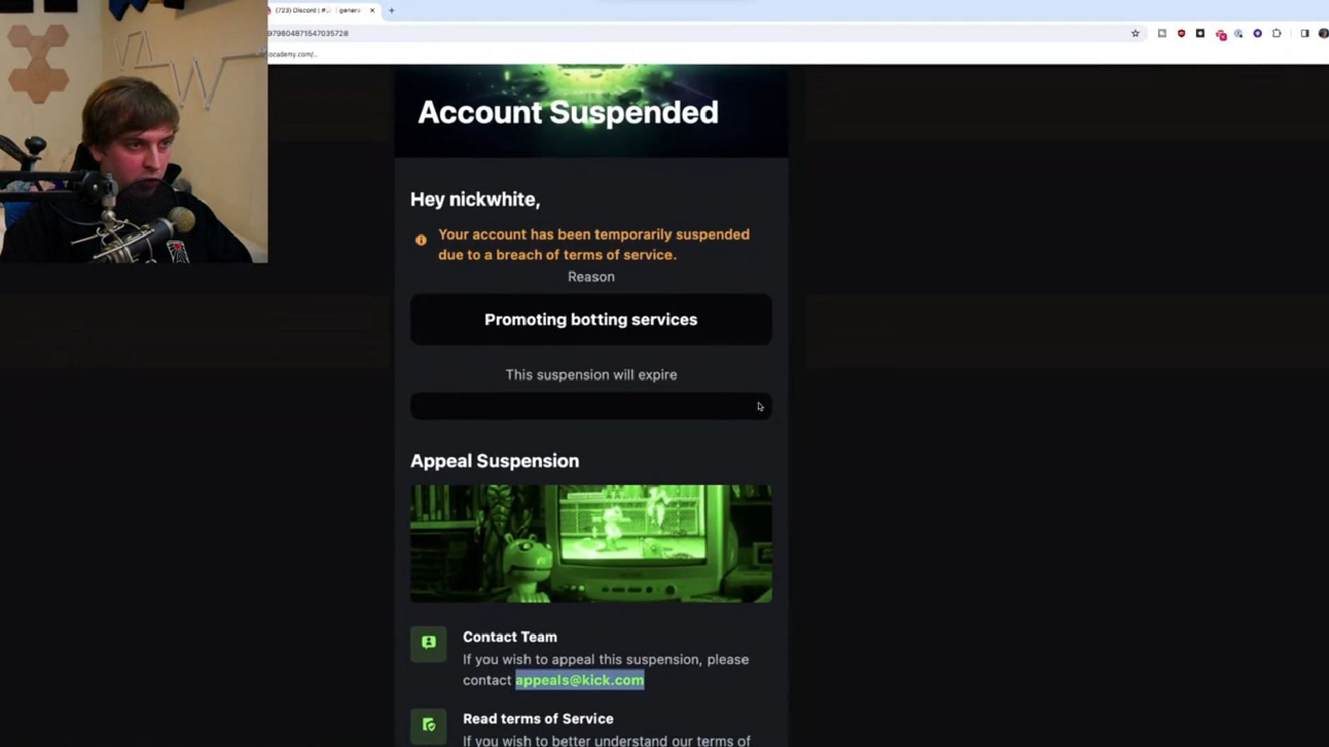 Kick streamer banned after developing botting service on live stream (Image via NickWhitettv/Twitch)