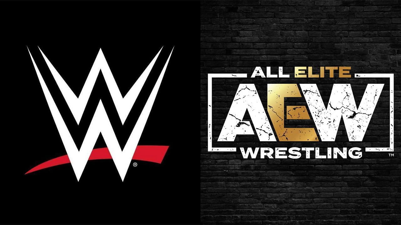 WWE logo (left) and AEW logo (right)