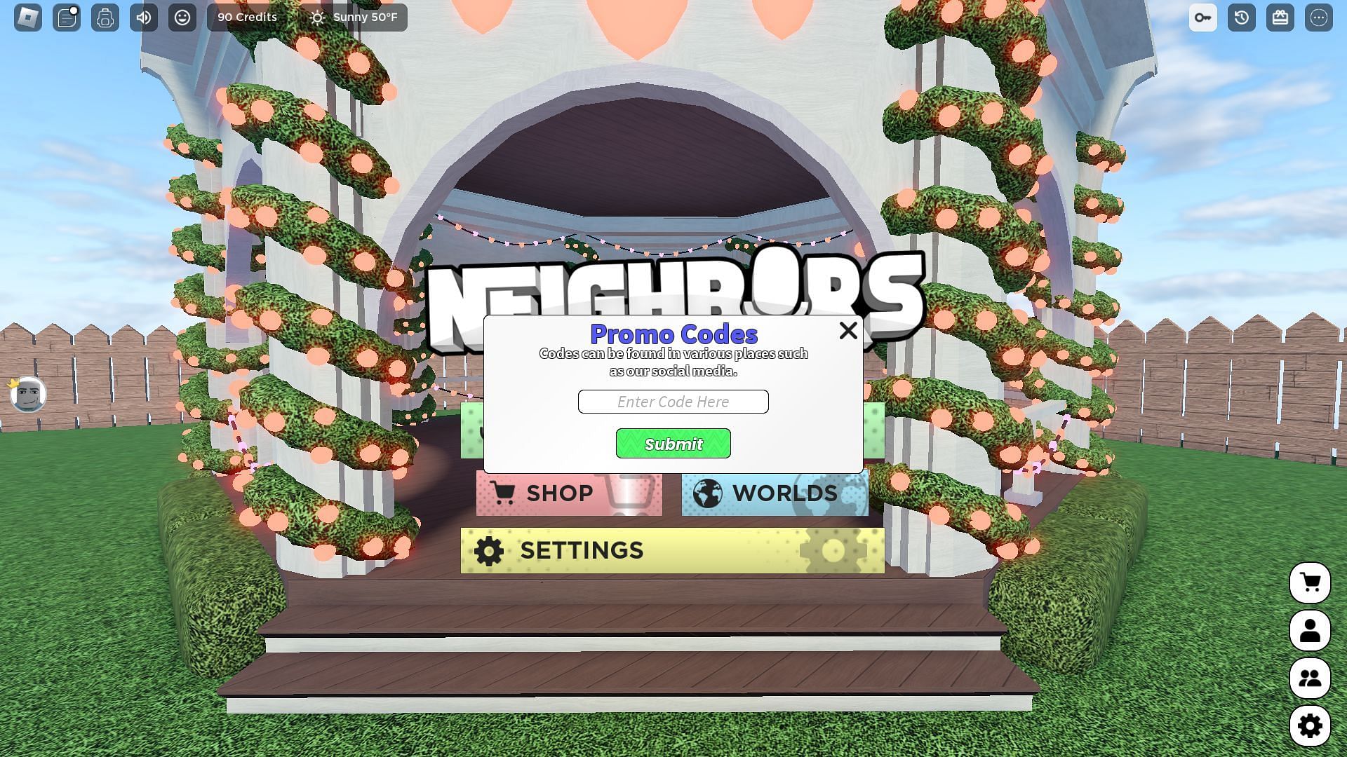 Active codes for Neighbors (Image via Roblox)