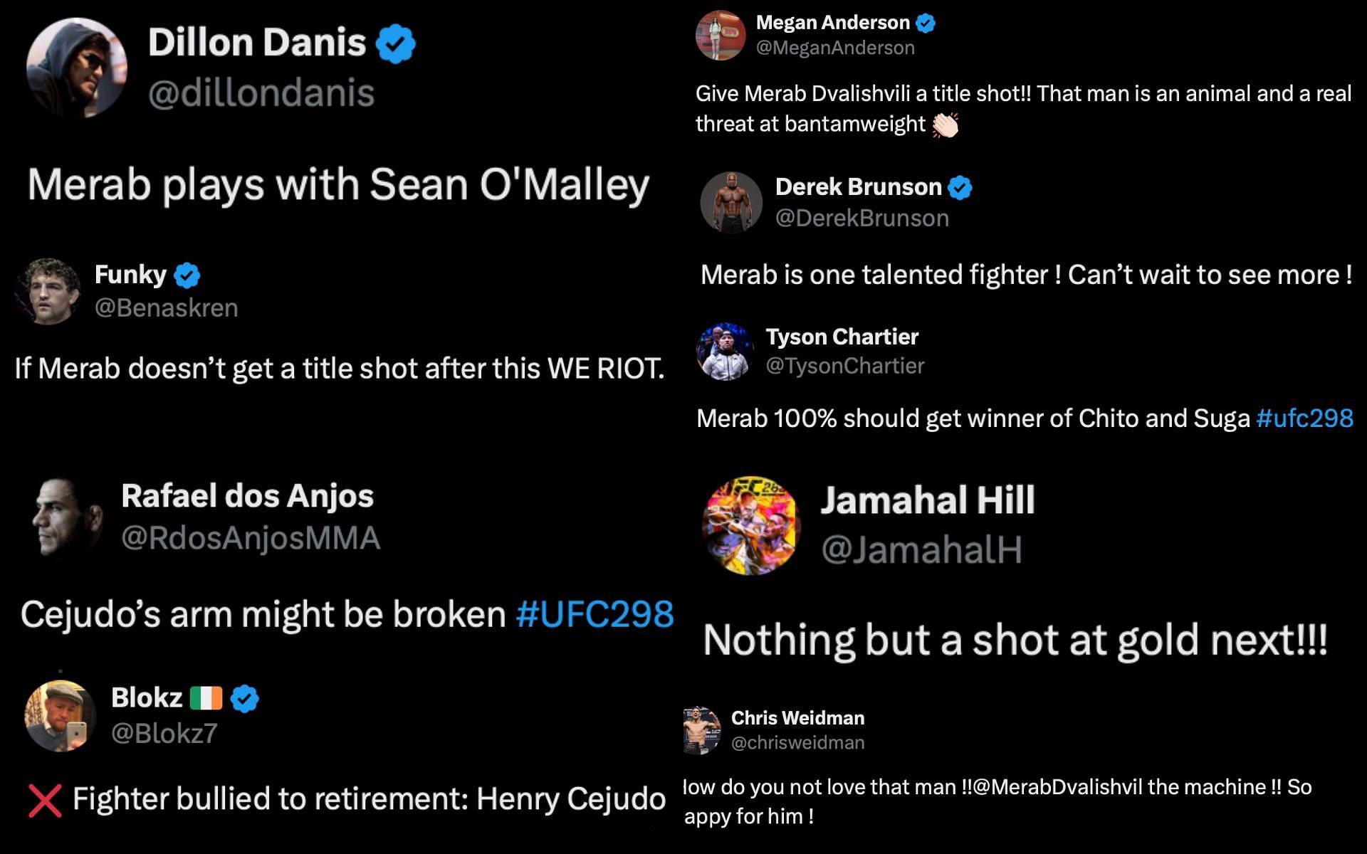 Fans react to Merab Dvalishvili&#039;s win at UFC 298.