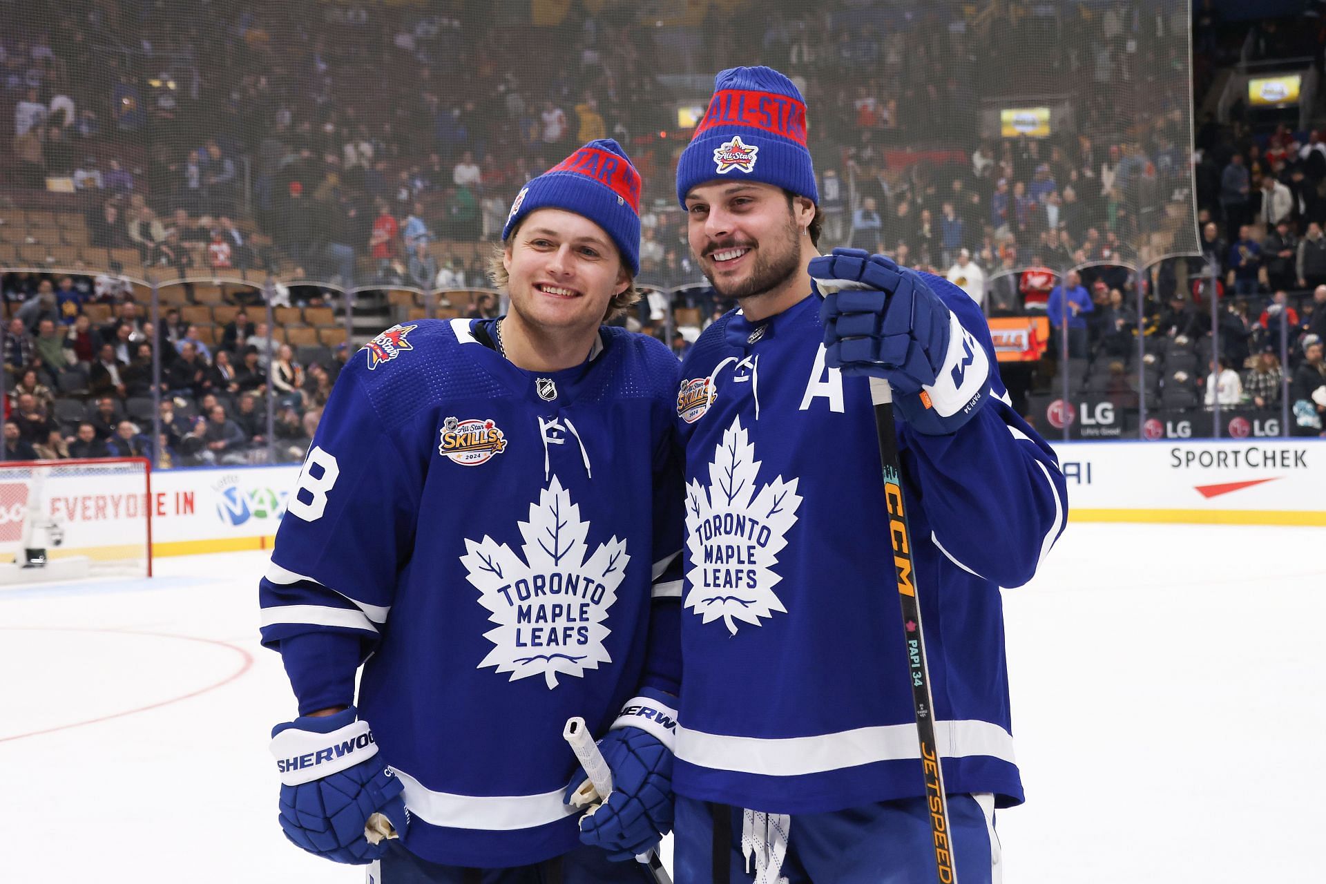 William Nylander and Auston Matthews at the 2024 NHL All-Star Skills Competition