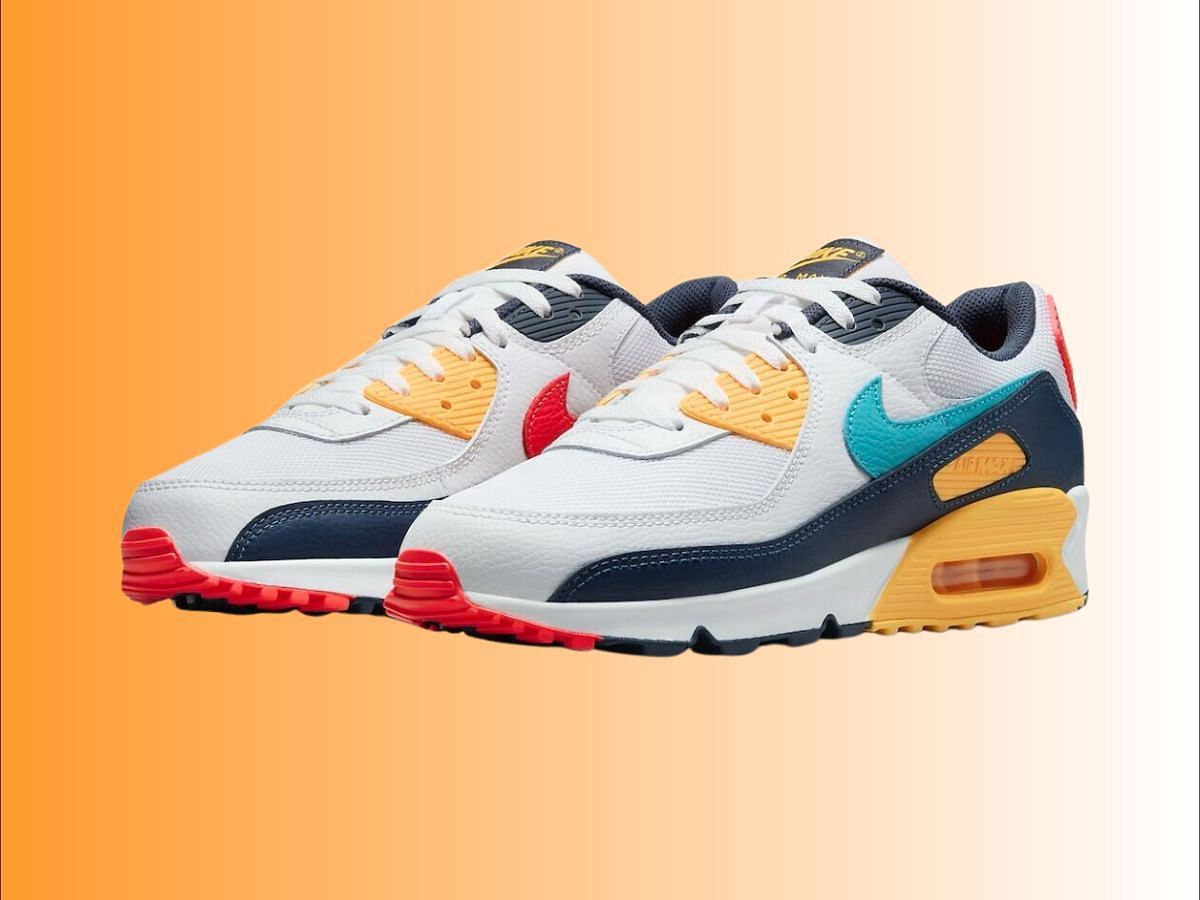 Nike Air Max 90 &ldquo;University Gold/Dusty Cactus&rdquo; shoes (Image via YouTube/@ragnoupdates)