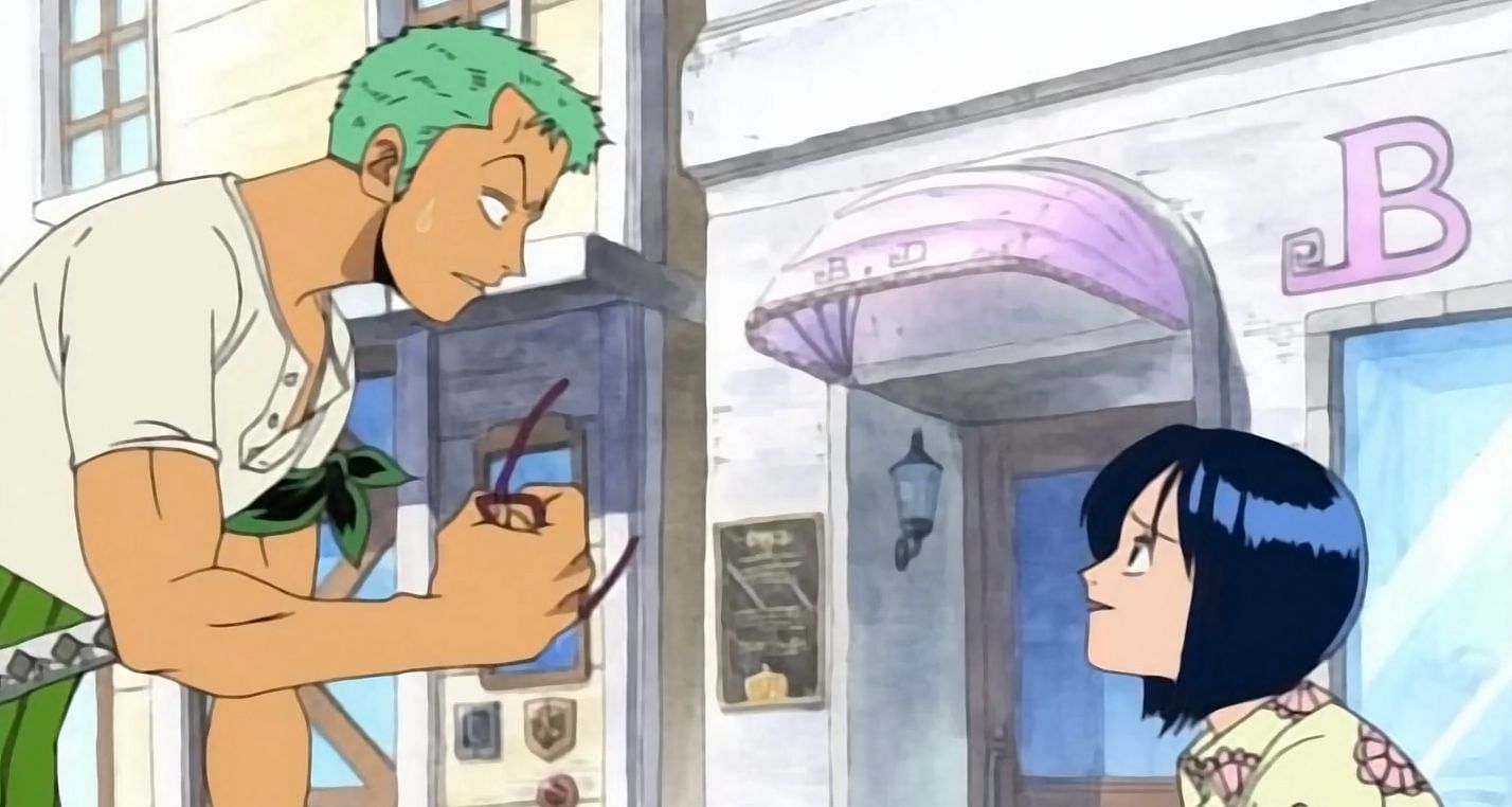 Zoro meeting Tashigi for the first time in One Piece (Image via Toei Animation)