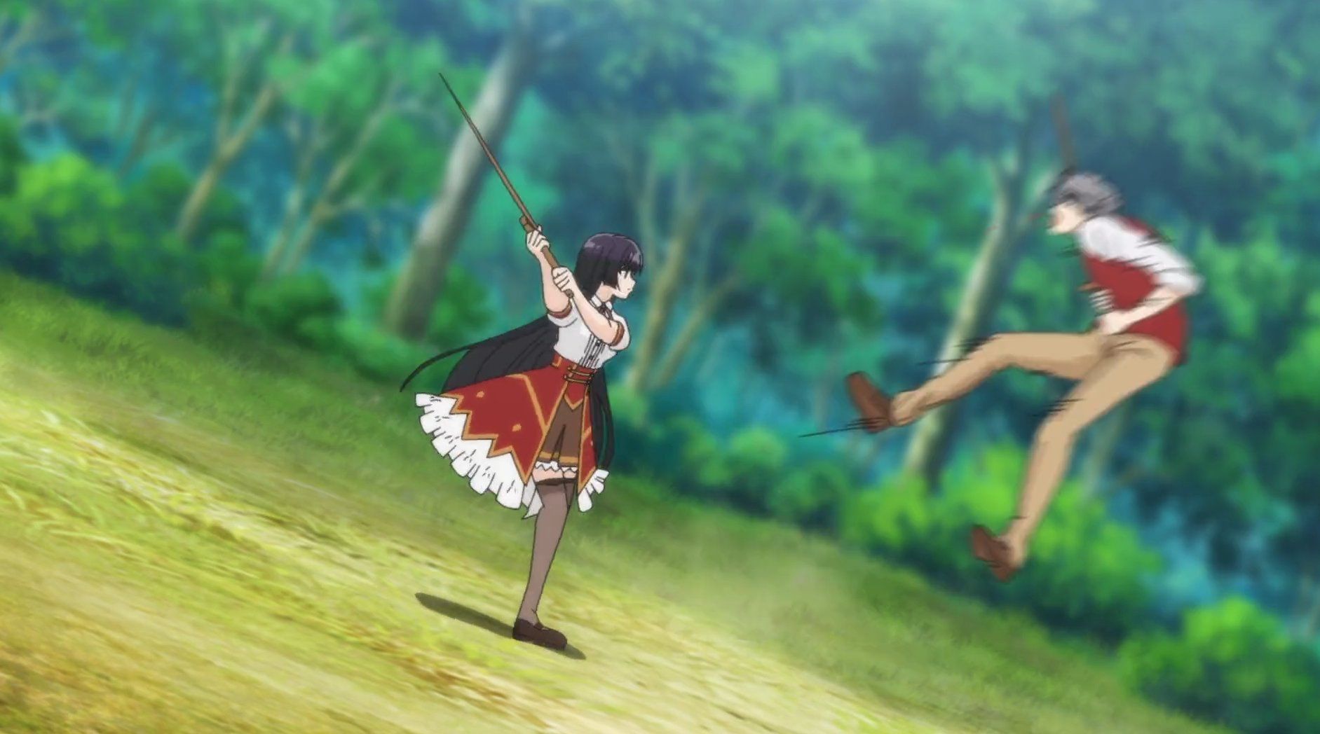 Yumiella sends Patrick flying during their swordsmanship practice (image via Studio Jumondo)