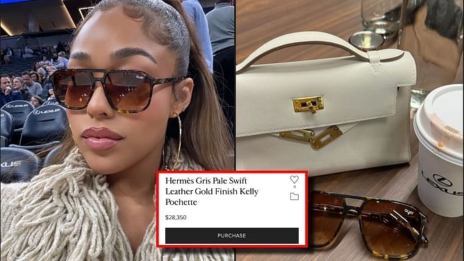 Karl-Anthony Towns' girlfriend, Jordyn Woods turns heads flaunting $28,350 Hermes bag courtside at Timberwolves game